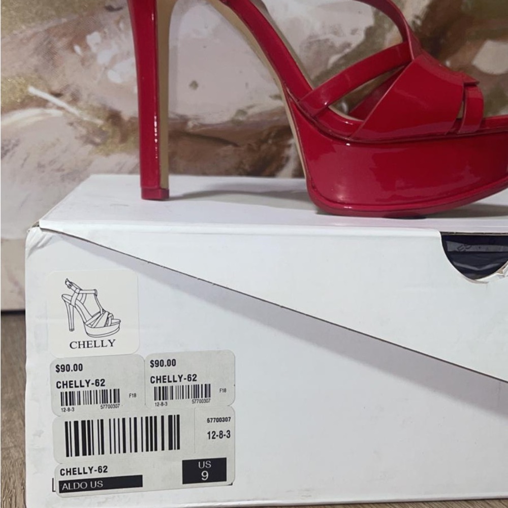 Aldo Red Strappy Platform Heels